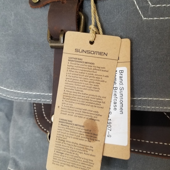 Sunsomen Bags Sunsomen Canvas Leather Messenger Briefcase Nwt